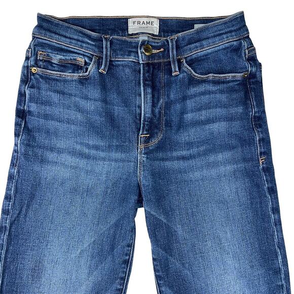 FRAME Denim Le Nouveau Straight Mid Rise Cuff Detail Cropped Jeans Size 27 - Picture 3 of 11